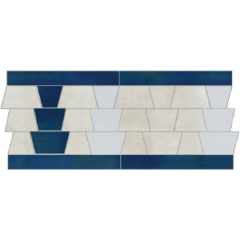 Mosaic House Moroccan tile Sharafa Custom 1-15 White Cobalt Blue  zellige, mosaic, zellij, border, glaze 